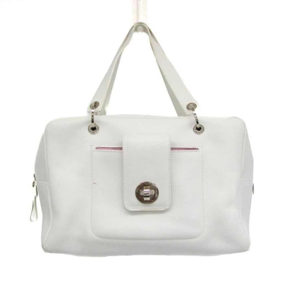 Bvlgari Vintage Leather White Leather Handbag